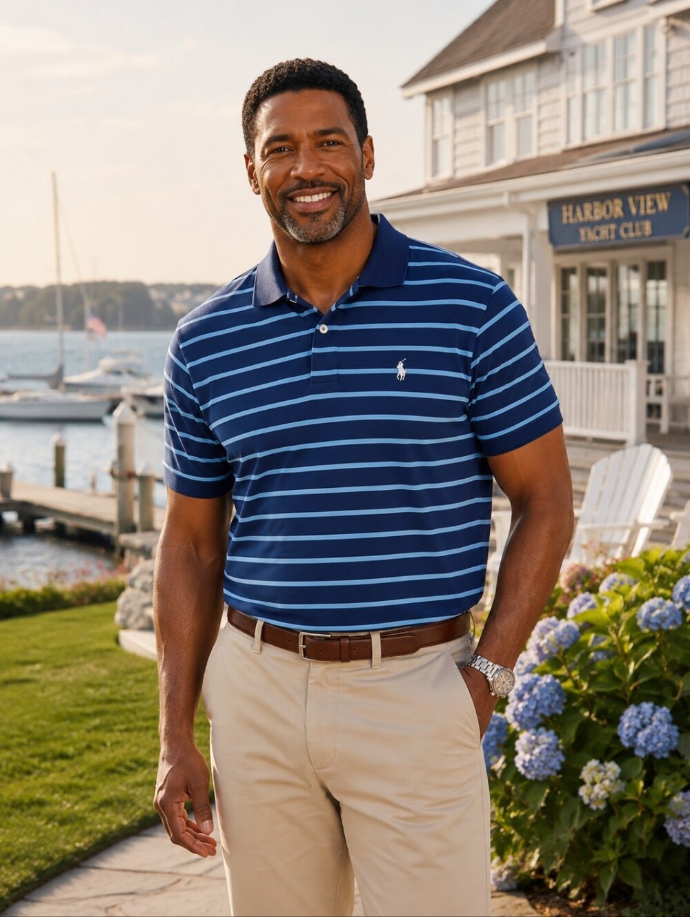 Polo Ralph Lauren Classic Soft Cotton Stripe Polo Shirt 3XB Blue